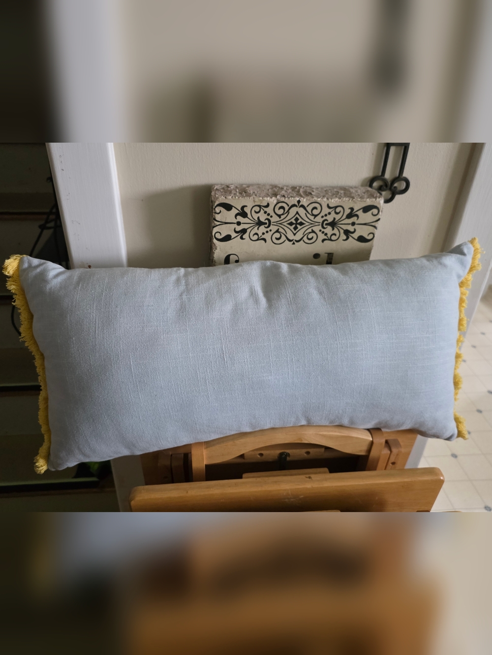 T.J.Maxx Light Blue Floral Embroidered Decorative Pillow - Picture 3 of 14